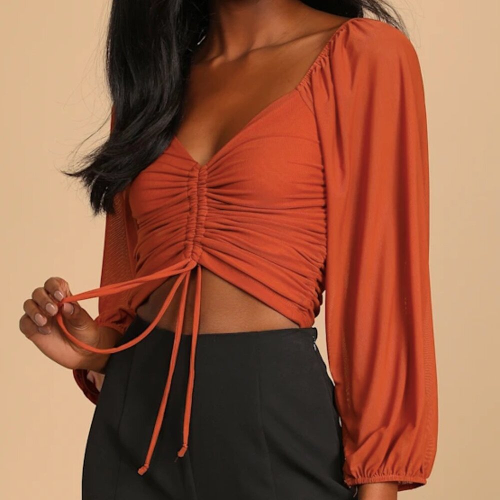 Lulus Completely Charmed Ruched Long
Sleeve Top